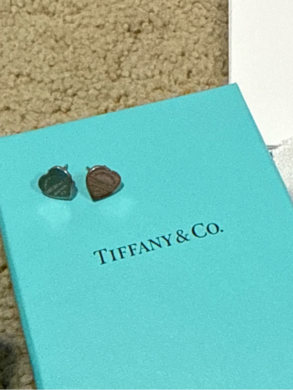Tiffany & Co. Two-Tone Heart Stud Earrings - Blue and Brown